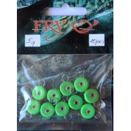 Вантаж вухатий для риболовлі, таблетка (ексцентрик) колір Silvereyes Green Apple, 10шт в уп., вага 5г